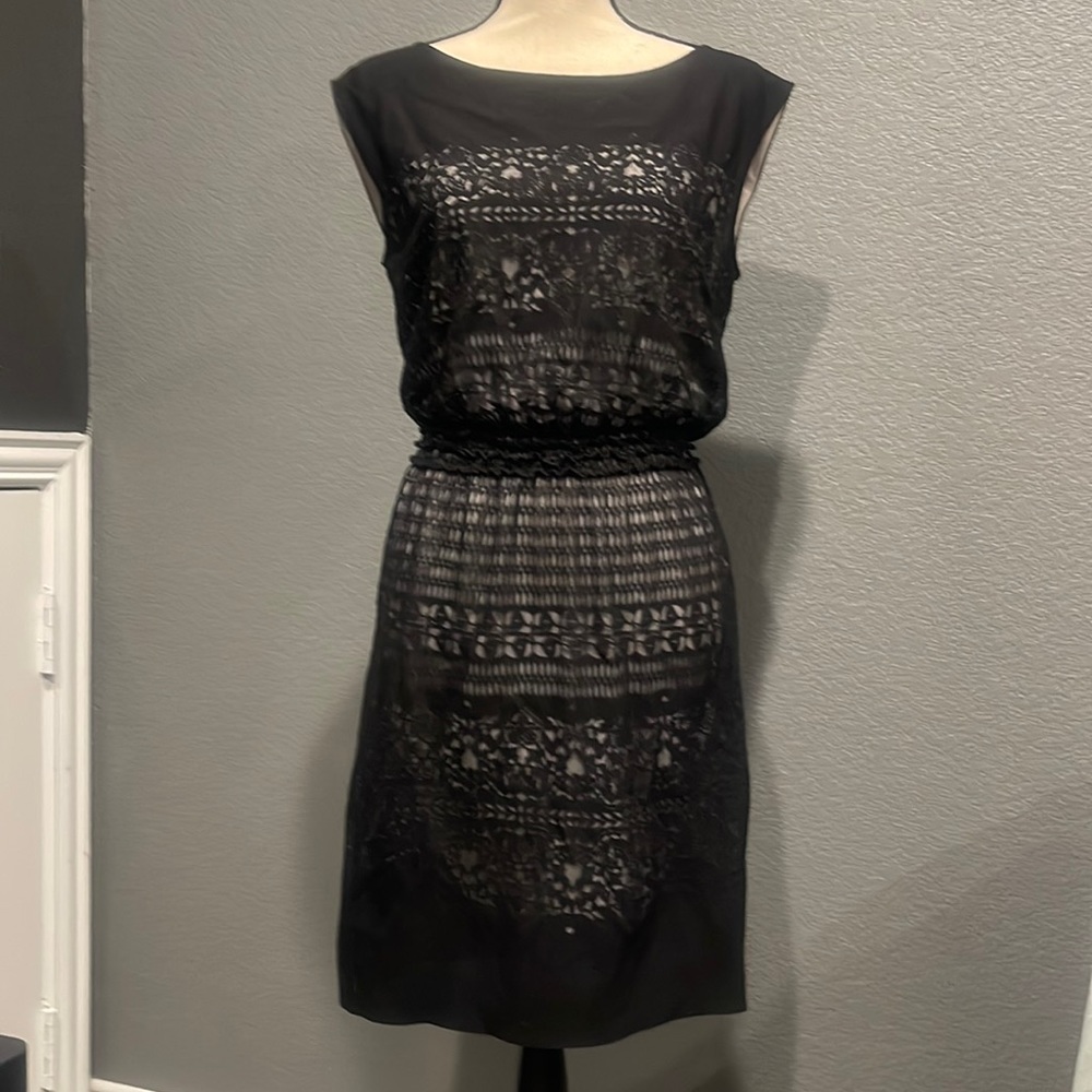 Max Studio sheer illusion midi dress